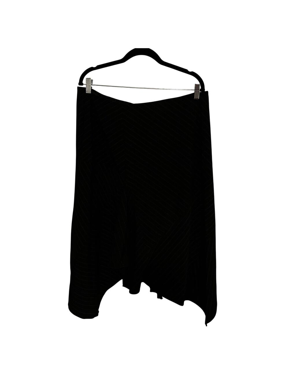 Lane Bryant Womens Size 16 Black Pinstripe Handkerchief Hem Skirt Stretch Career